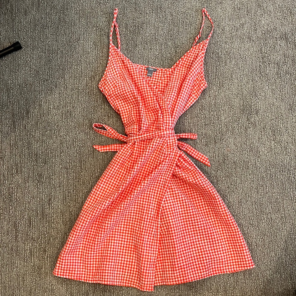 Large Red Plaid Tie Dress by Aerie